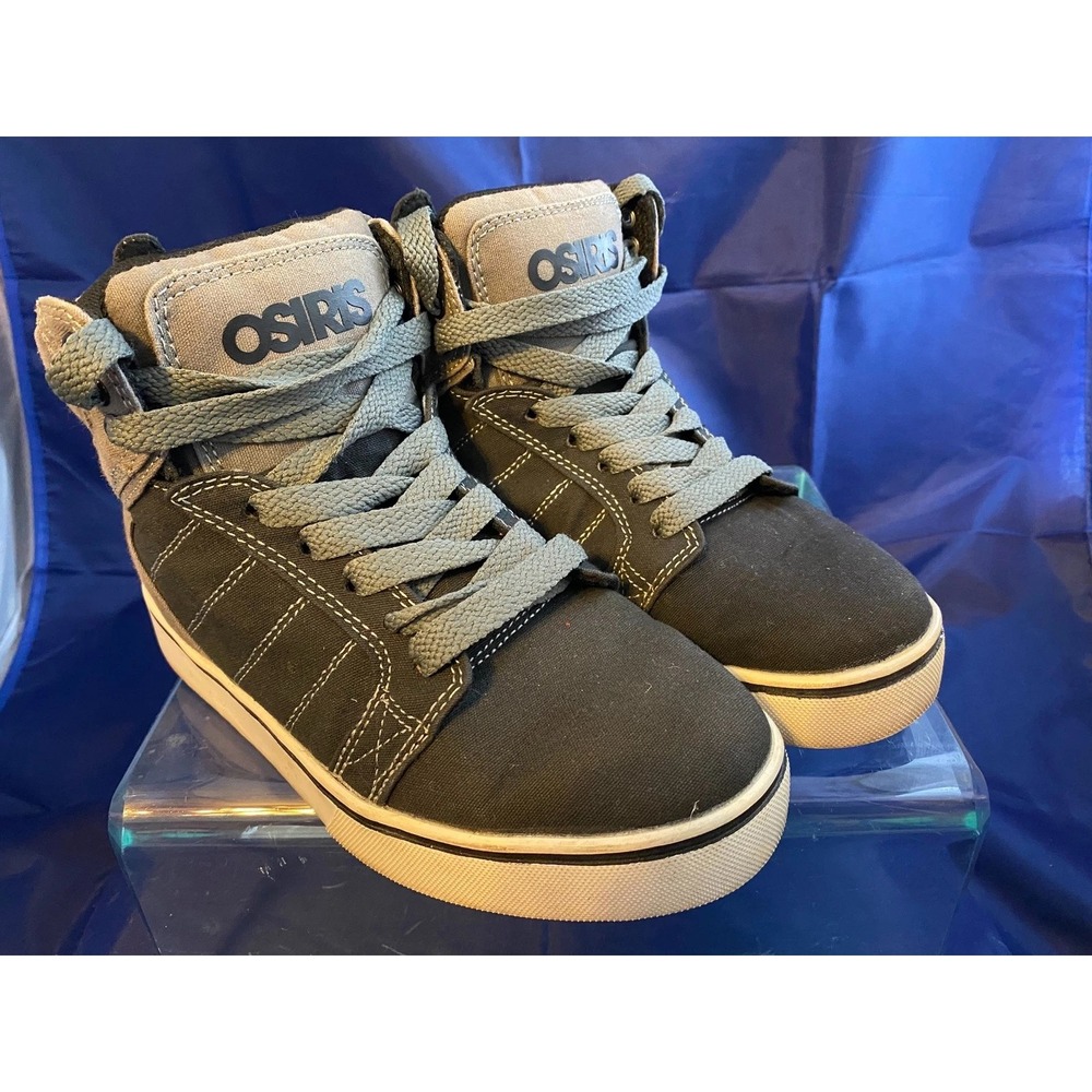 Osiris High Top Skate Shoes Black Grey Fabric Sneakers Women Size 4